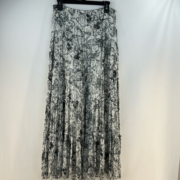 Double D Ranch Graphic Silk Pleated Broomstick Maxi Skirt, L